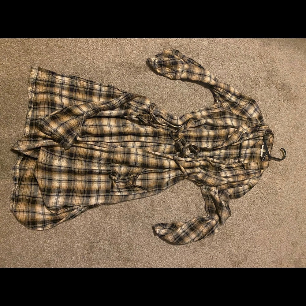 Buckle flannel long with slits on side